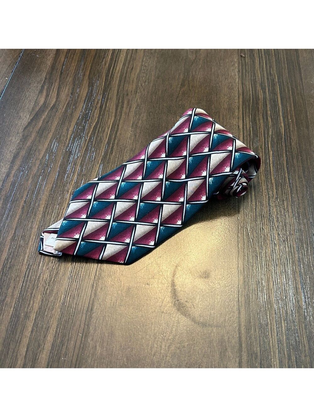 Vintage Y2K 90s Pierre Cardin 100% Silk Abstract Geometric Classic Necktie Tie